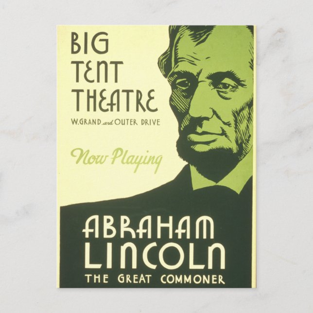 Postal Poster de WPA Abraham Lincoln Illinois 1936 (Anverso)