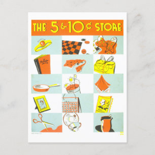 Postal Poster de WPA vintage para tienda de níquel/dinero