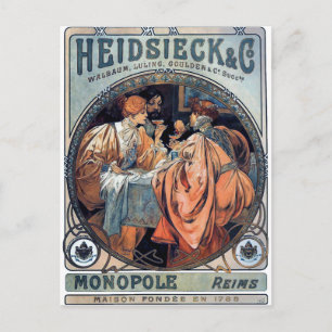 Postal poster deco de arte cervecero de・Heidsieck y G