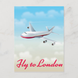 Postal Poster Del Avión De Vuelo A Londres