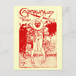 Postal poster del Carnaval Francés de 1913, rojo