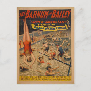Postal Poster del circo acuático Barnum y Bailey Grand Wa