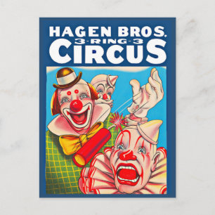 Postal Póster del circo Hagen Brothers de los años 50