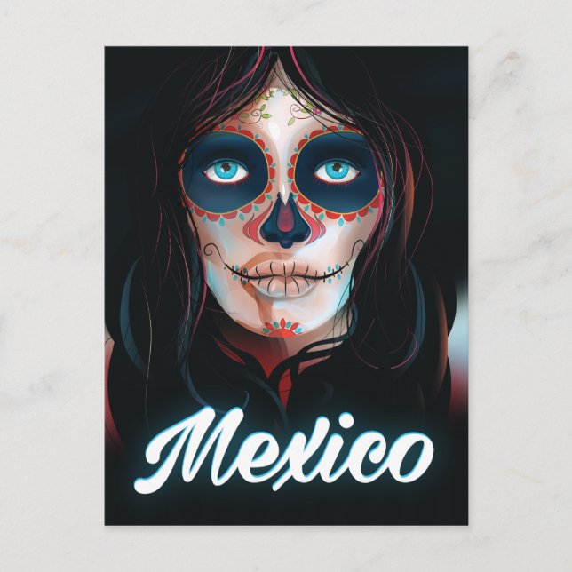 Postal Poster del Día de la Muerte en Vacaciones en Méxic (Anverso)