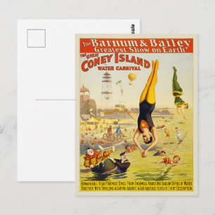Postal Póster del espectáculo secundario de Coney Island