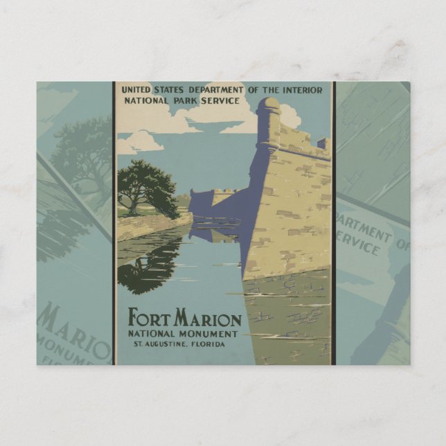 Postal Poster del Fuerte Español de St. Augustine Florida (Anverso)
