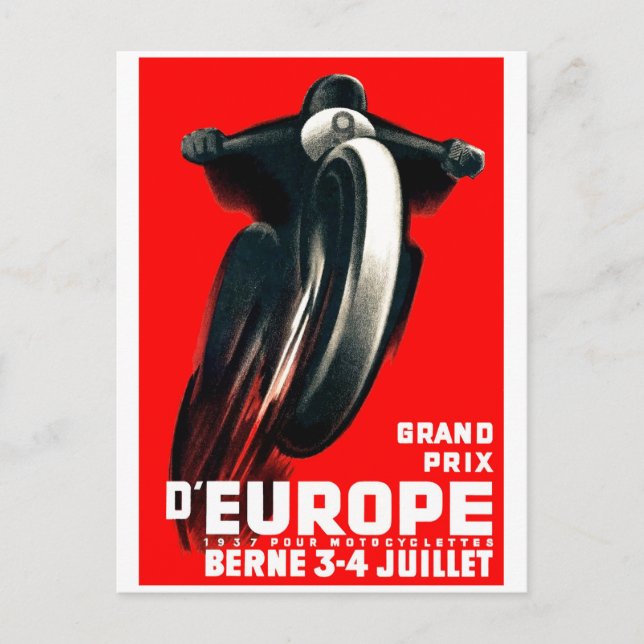 Postal poster del Gran Premio Europeo de Carreras de Moto (Anverso)