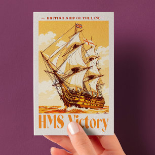 Postal Póster del HMS Victory Icono Británico de Barco de