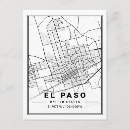 Postal Poster del mapa de la ciudad de viajes de El Paso 
