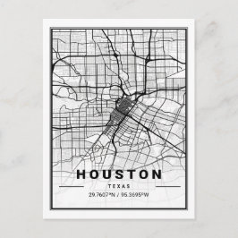Postal Poster del mapa de la ciudad de viajes de Houston 