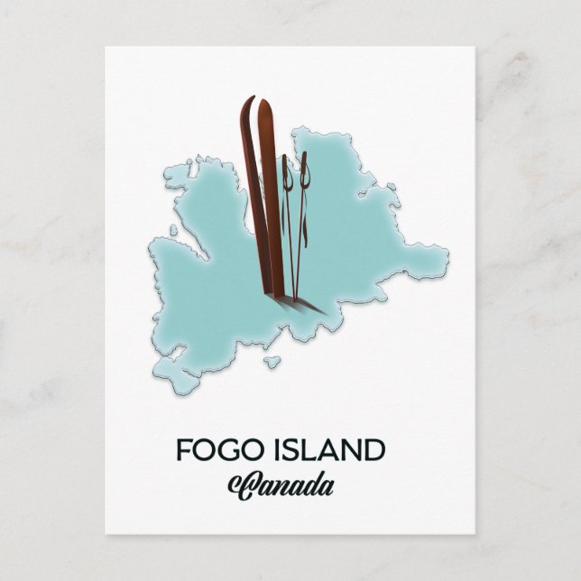 Postal póster del mapa de la isla Fogo Canadá (Anverso)