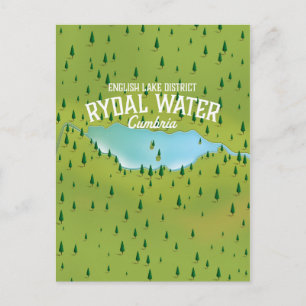 Postal Póster del mapa de Rydal Water Cumbria