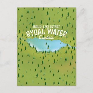 Postal Póster del mapa de Rydal Water Cumbria