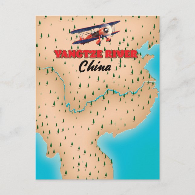 Postal Póster del mapa del río Yangtze China (Anverso)