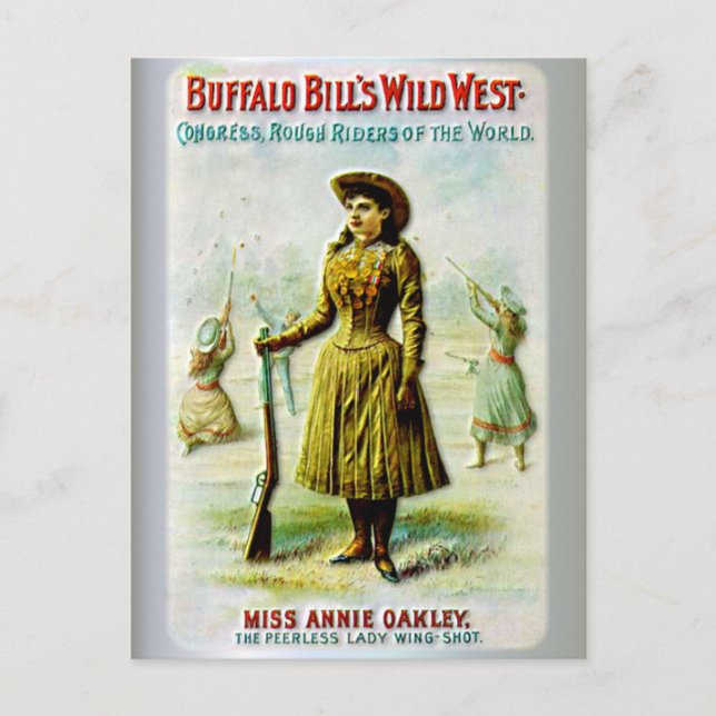 Postal Póster del Oeste Salvaje de Buffalo Bill Annie Oak (Anverso)