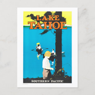 Postal Poster del Pacífico Sur del Lago Taho Vintage