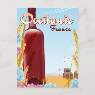 Postal póster del paisaje agrícola de Occitania Francia