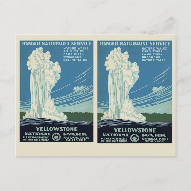 Postal Poster del Parque Yellowstone Vintage (Anverso)