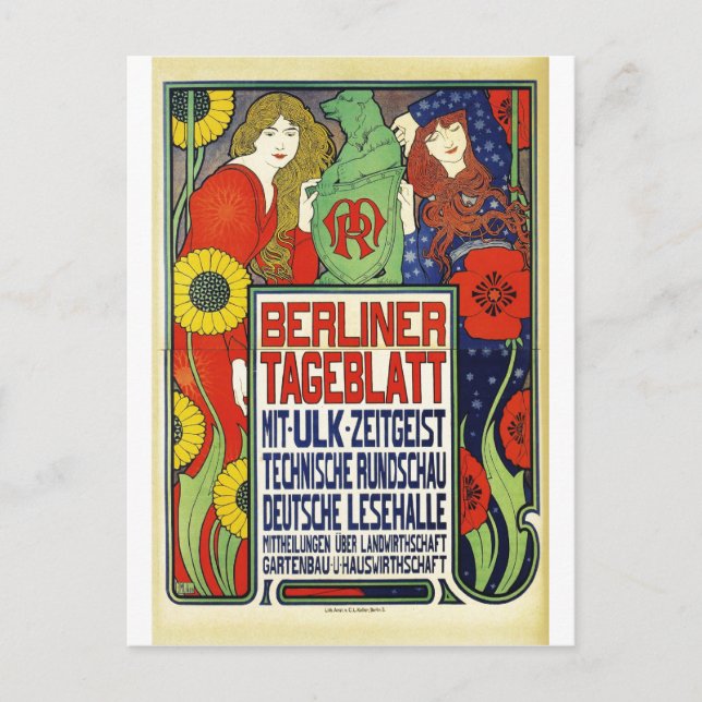 Postal Poster del periódico Berliner Tageblatt, 1899 (Anverso)