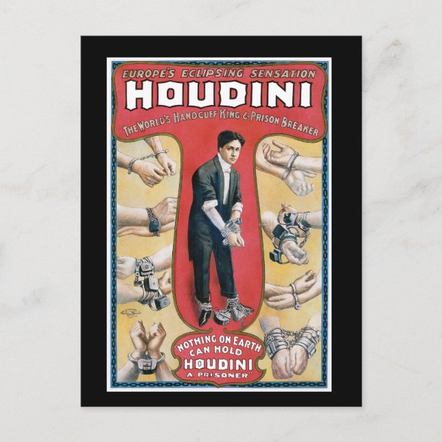 Postal Poster del rey publicidad de la esposas de Houdini (Anverso)
