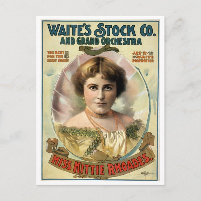 Postal Poster del teatro Kittie Rhoades Vintage (Anverso)