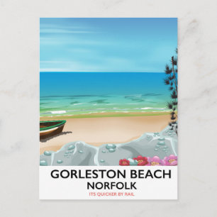 Postal Poster del tren Norfolk de la playa Gorleston.