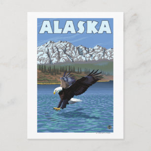 Postal Poster del viaje del vintage de AlaskaBald Eagle