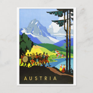 Postal Poster del viaje del vintage de Austria
