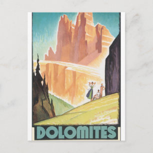 Postal Poster del viaje del vintage de las dolomías