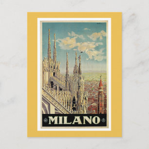 Postal Poster del viaje del vintage de Milano Italia