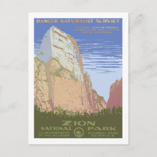 Postal Poster del viaje del vintage, Zion
