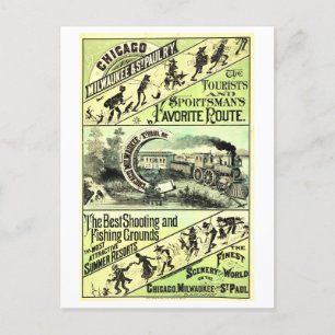 Postal Poster del Vintage Railway Chicago a St. Paul
