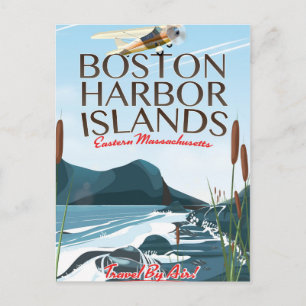 Postal Poster del vuelo de Boston Harbour Massachusetts