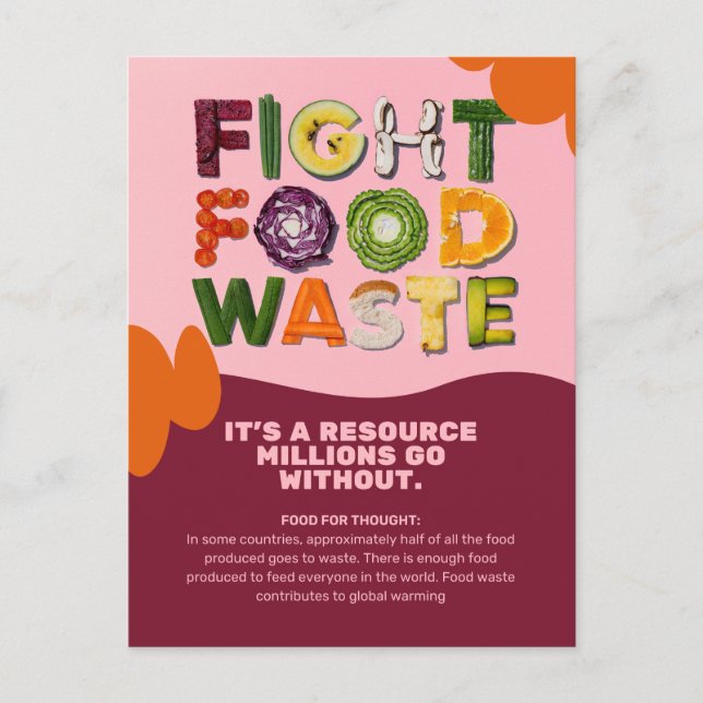 Postal Poster Educativo de Residuos de Alimentos de Lucha (Anverso)