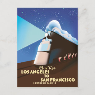 Postal Póster ferroviario de Los Ángeles a San Francisco