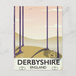 Postal Póster ferroviario vintage de Derbyshire.