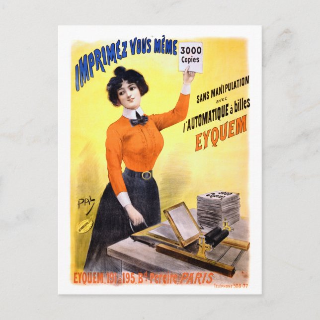 Postal Poster francés de publicidad de época restaurado (Anverso)