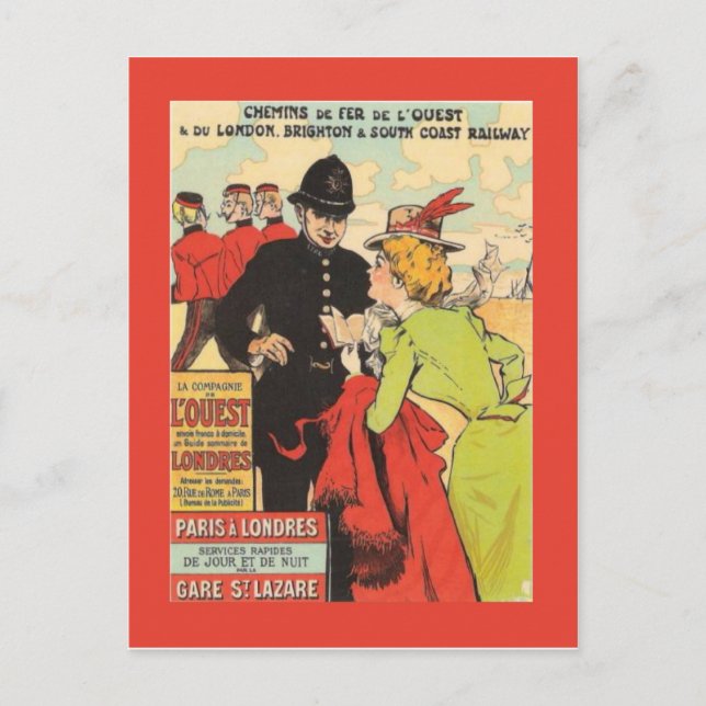 Postal Poster francés de Vintage, París a Londres (Anverso)
