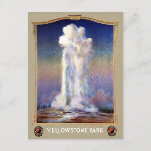 Postal Poster Geyser del Parque Nacional Yellowstone Vint