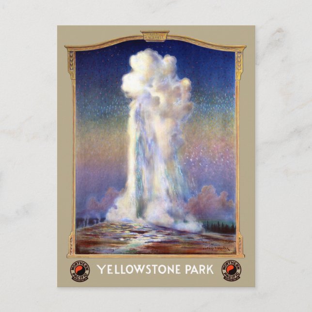 Postal Poster Geyser del Parque Nacional Yellowstone Vint (Anverso)
