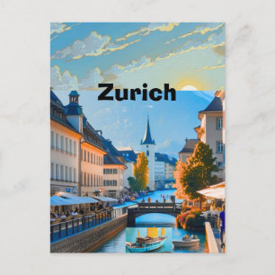 Postal Póster Imprimible De Viaje A Zurich - Póster De Vi