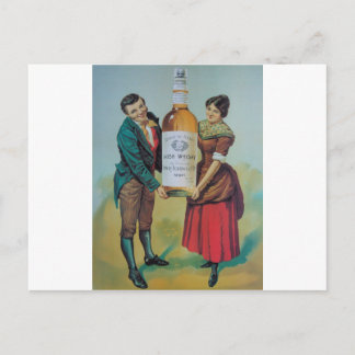 Postal poster irlandés original de whisky, mano a mano