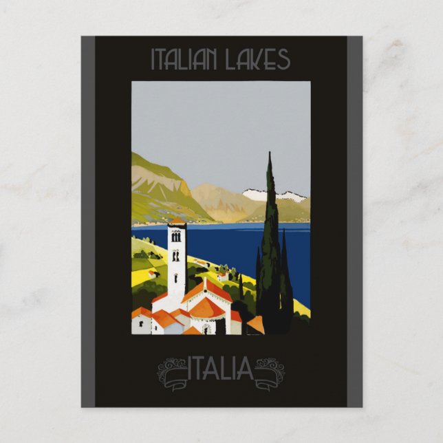 Postal Poster italiano de viajes retro vintage (Anverso)