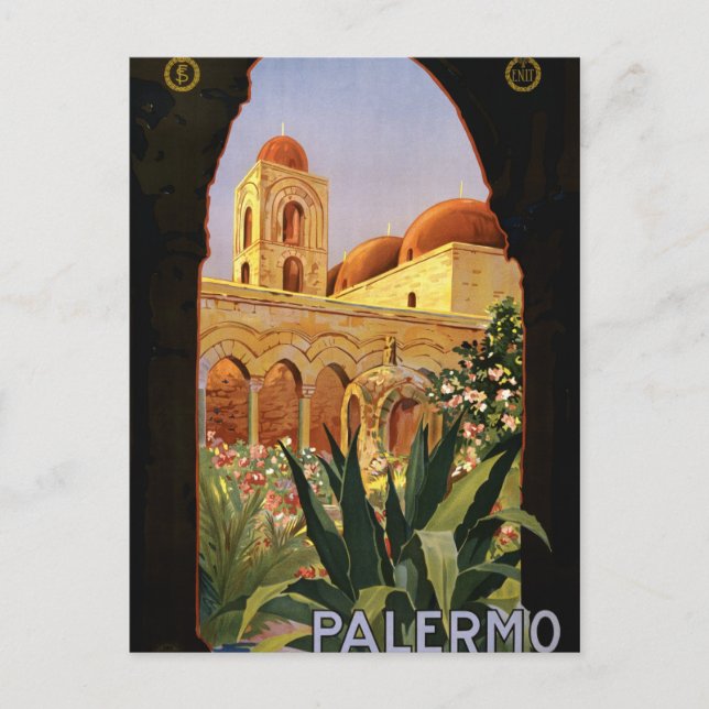 Postal Poster italiano del viaje de Palermo Sicilia ENIT (Anverso)