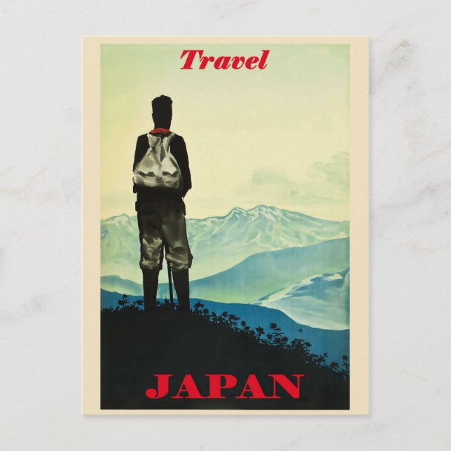 Postal Poster japonés de viajes vintage (Anverso)