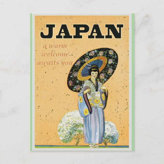 Postal Poster japonés de viajes vintage (Anverso)