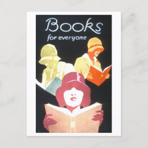Postal Poster lectora de "Libros para todos" de la época 
