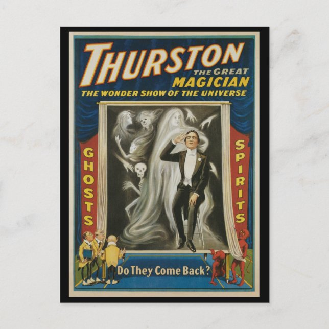 Postal Póster Mágico Antiguo, Thurston, El Gran Mago (Anverso)