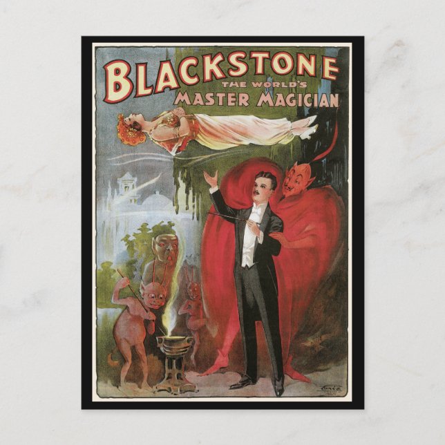 Postal Poster Mágico Vintage, Gran Magicie Blackstone (Anverso)
