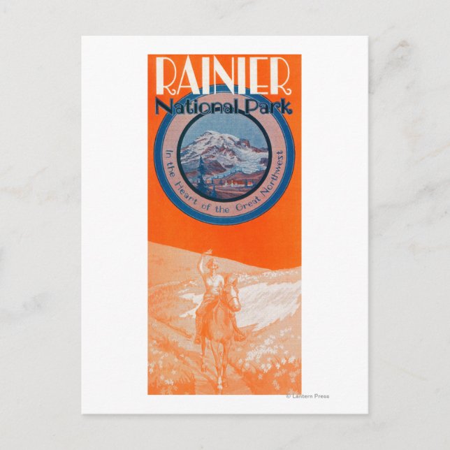 Postal Poster Monte Rainier - Caballo (Anverso)